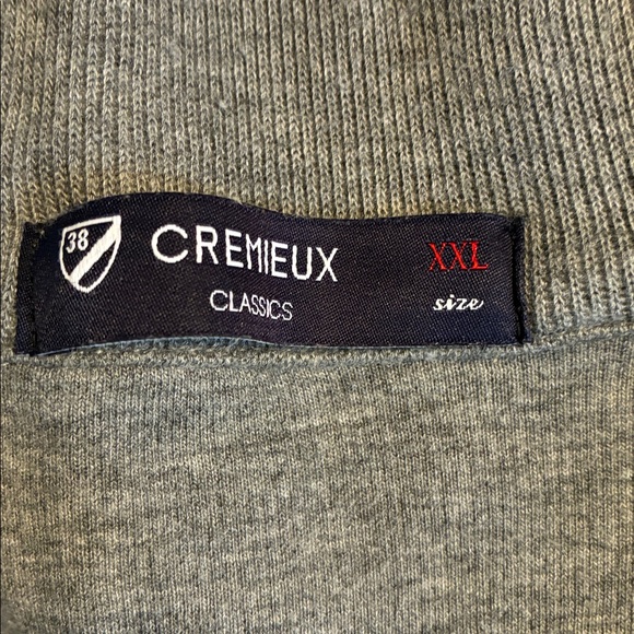 Cremieux mens gray pullover sweatshirt 1/4 button up faux suede accents size XXL - Picture 7 of 14